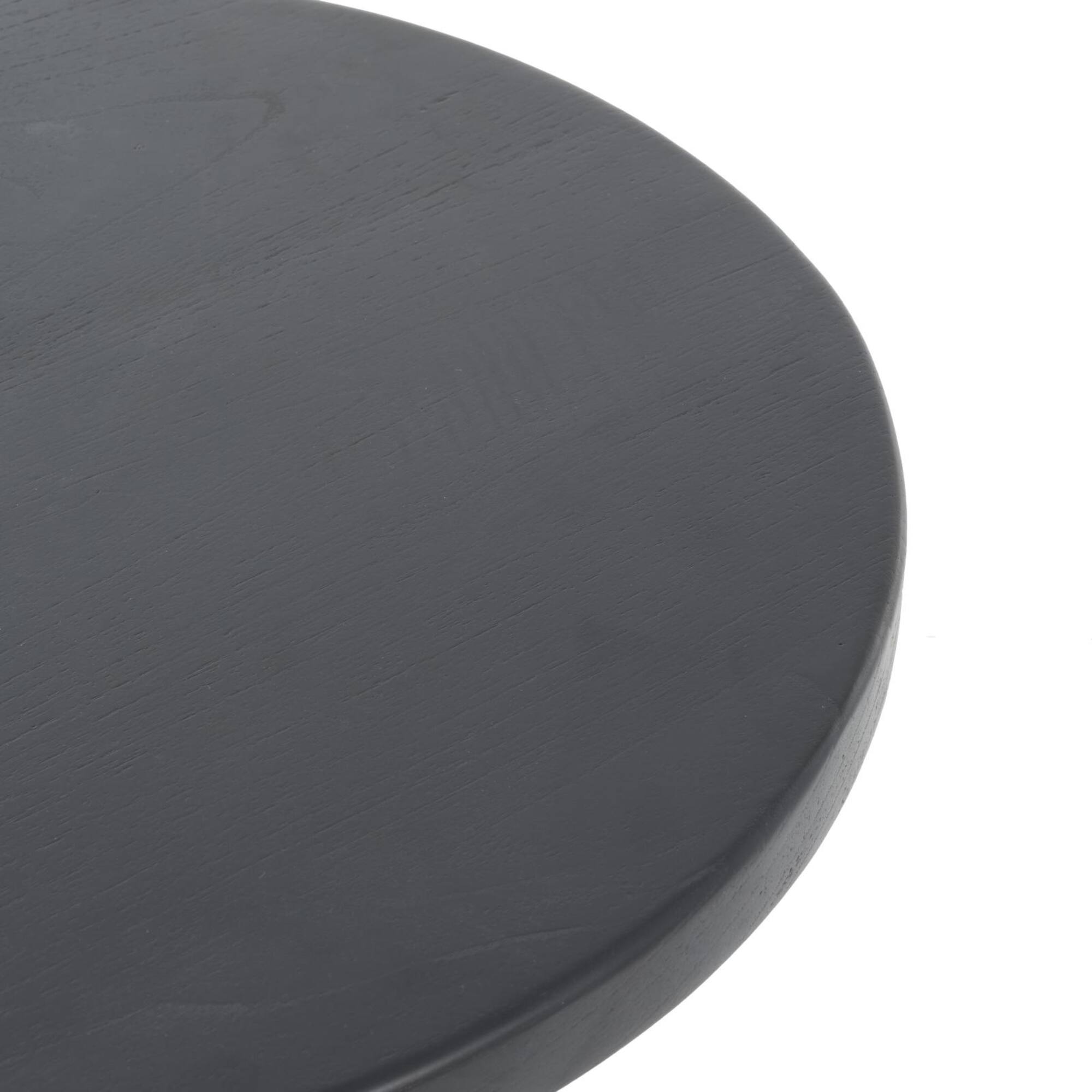 20.5" Black Wood Accent Table with Ivory Marble Base